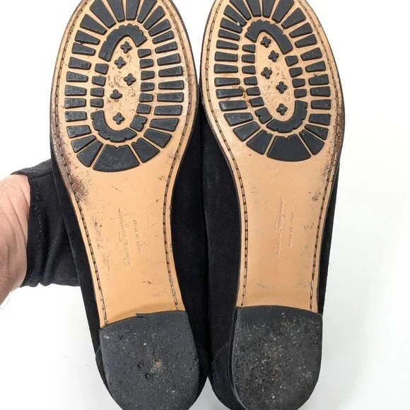 SALVATORE FERRAGAMO Gancini Suede Loafers Women's Loafers 10.5